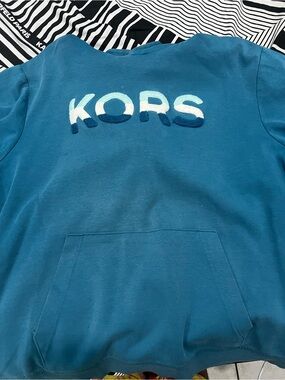 Michael Kors Kids Teal Pullover Hoodie with Ombre KORS Logo